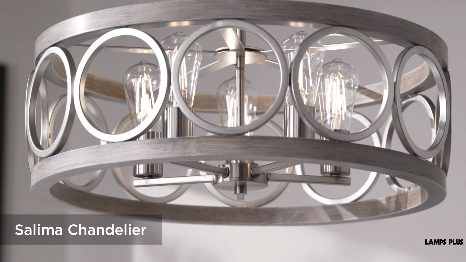 Franklin Iron Works Salima Brushed Nickel Gray Wood Pendant